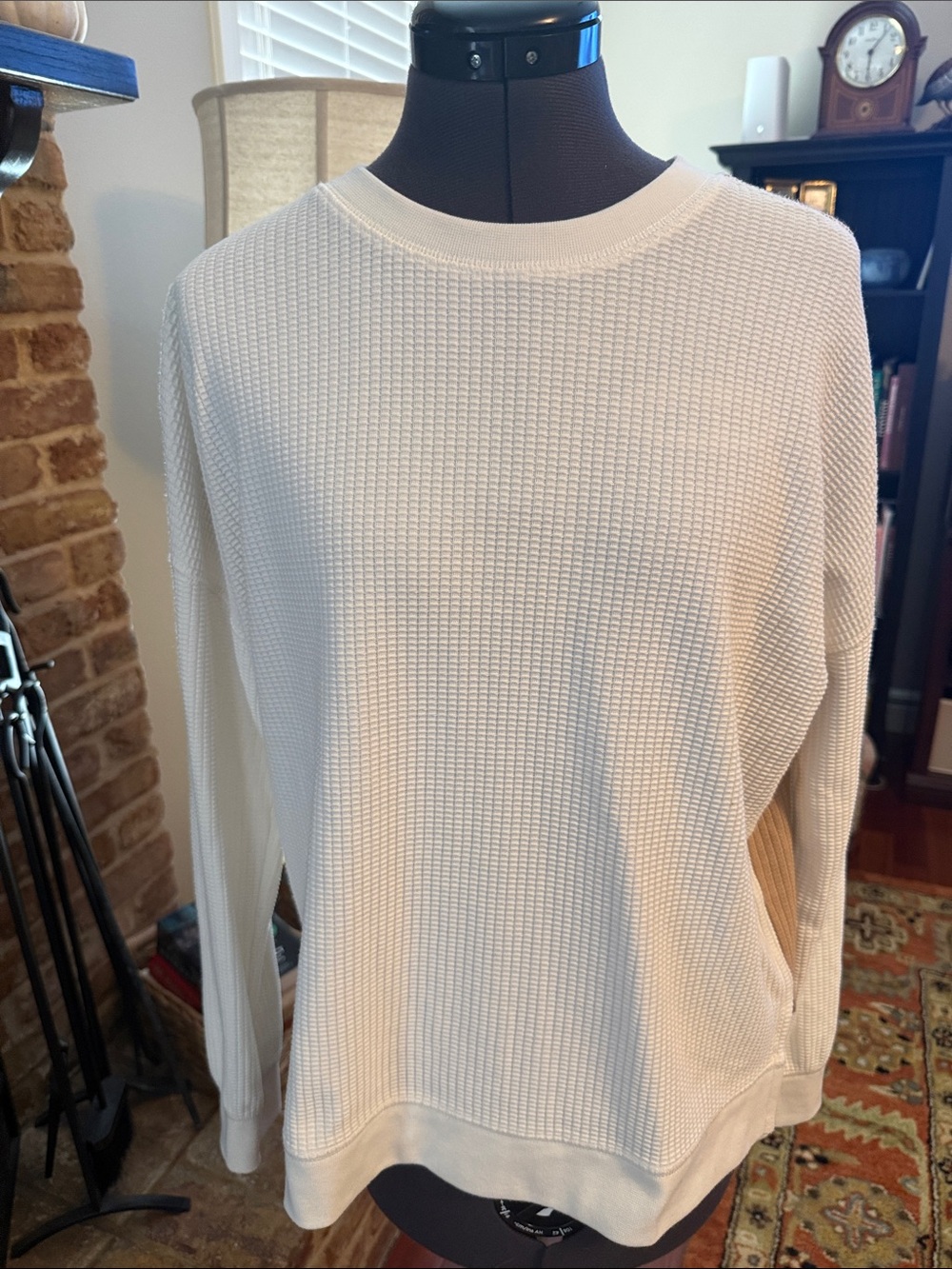 Lilla P Cream Waffle Knit Crewneck Sweater